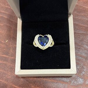 Heart-Shaped Blue and Gold Ring